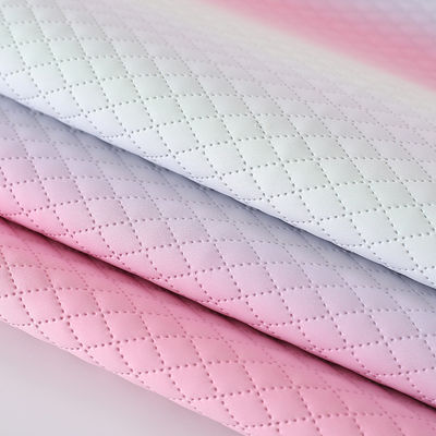 Εκτυπωμένη τσάντα PU δερμάτινο ύφασμα υφή από κλίση ουράνιο τόξο διαμαντένιο πλέγμα