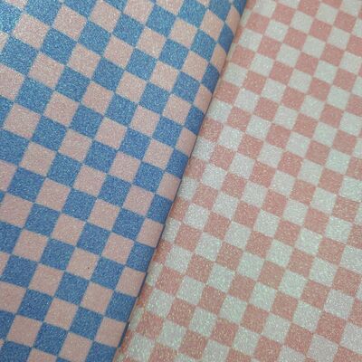Υφάσματα από δέρμα PVC Premium Glitter Checker για τσάντες, πορτοφόλια, παπούτσια και αξεσουάρ μόδας