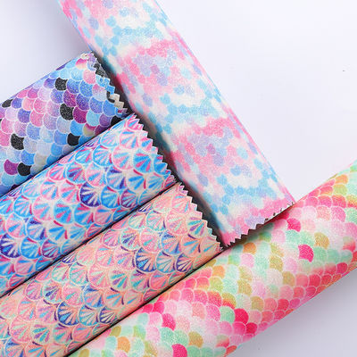 0.5mm Glitter PU Leather Brushed Mermaid Fish Scale PU Τεχνητό Δέρμα