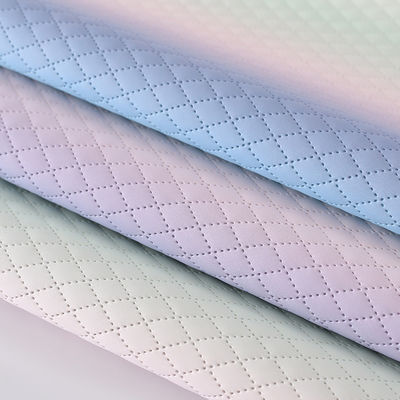 Εκτυπωμένη τσάντα PU δερμάτινο ύφασμα υφή από κλίση ουράνιο τόξο διαμαντένιο πλέγμα