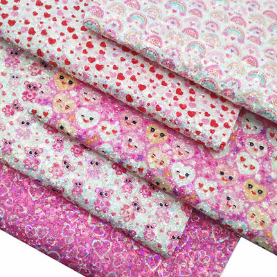 Τυπωμένο Ροζ PU Πολυουρεθάνιο Δέρμα Λάμψη Ημέρα του Αγίου Βαλεντίνου Αγάπη Σχήμα Γκρέτελ