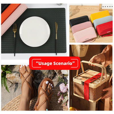 PVC Μεταλλικό Γυαλιστερό Ανάγλυφο Υφαντό Μοτίβο Τεχνητό Συνθετικό Δέρμα για Συσκευασία Πορτοφόλι Κουτί Παπούτσια Σημειωματάριο Δερματίνη