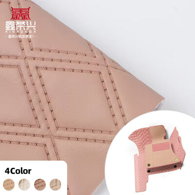 PVC Imitation Embroidery Rhombus Artificial Synthetic Leather for Car Foot Car Seats Sofa Decorate Bag Faux Leather Fabric