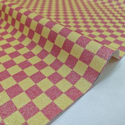 Υφάσματα από δέρμα PVC Premium Glitter Checker για τσάντες, πορτοφόλια, παπούτσια και αξεσουάρ μόδας