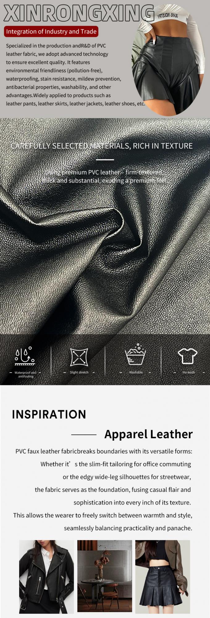 PVC Δερματίνη με υφή δέρματος προβάτου, ελαστική, αδιαφανής, αδιάβροχη, συνθετικό δέρμα για ρούχα, παντελόνια, φόρεμα 4