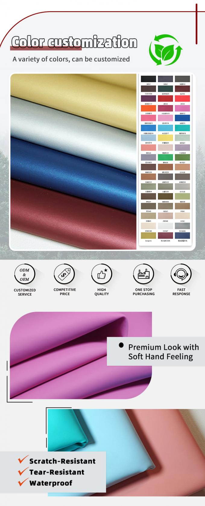 Υπερ-ελαστικός υφάσματος συνθετικού δέρματος PVC απλού κόκκου, ανθεκτικό στη βρωμιά, ψεύτικο δέρμα για έπιπλα, καναπέ, καρέκλα, σακούλες αυτοκινήτων 4