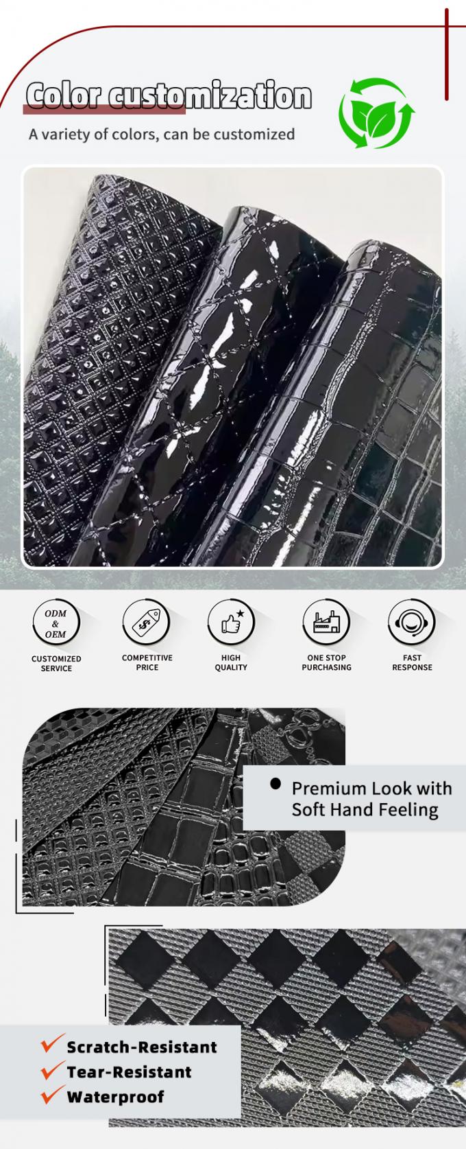 Υψηλής λάμψης PVC κροκόδειλος εκτυπωμένο υφασμένο σπόρο Γεωμετρία ζώο για διακόσμηση τσάντας παπουτσιών Συνθετικό τεχνητό δέρμα ύφασμα για χειροτεχνία 4